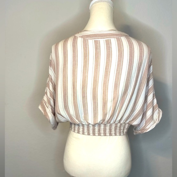 Urban Outfitters Med Cropped Linen Blend V-Neck - Picture 2 of 7